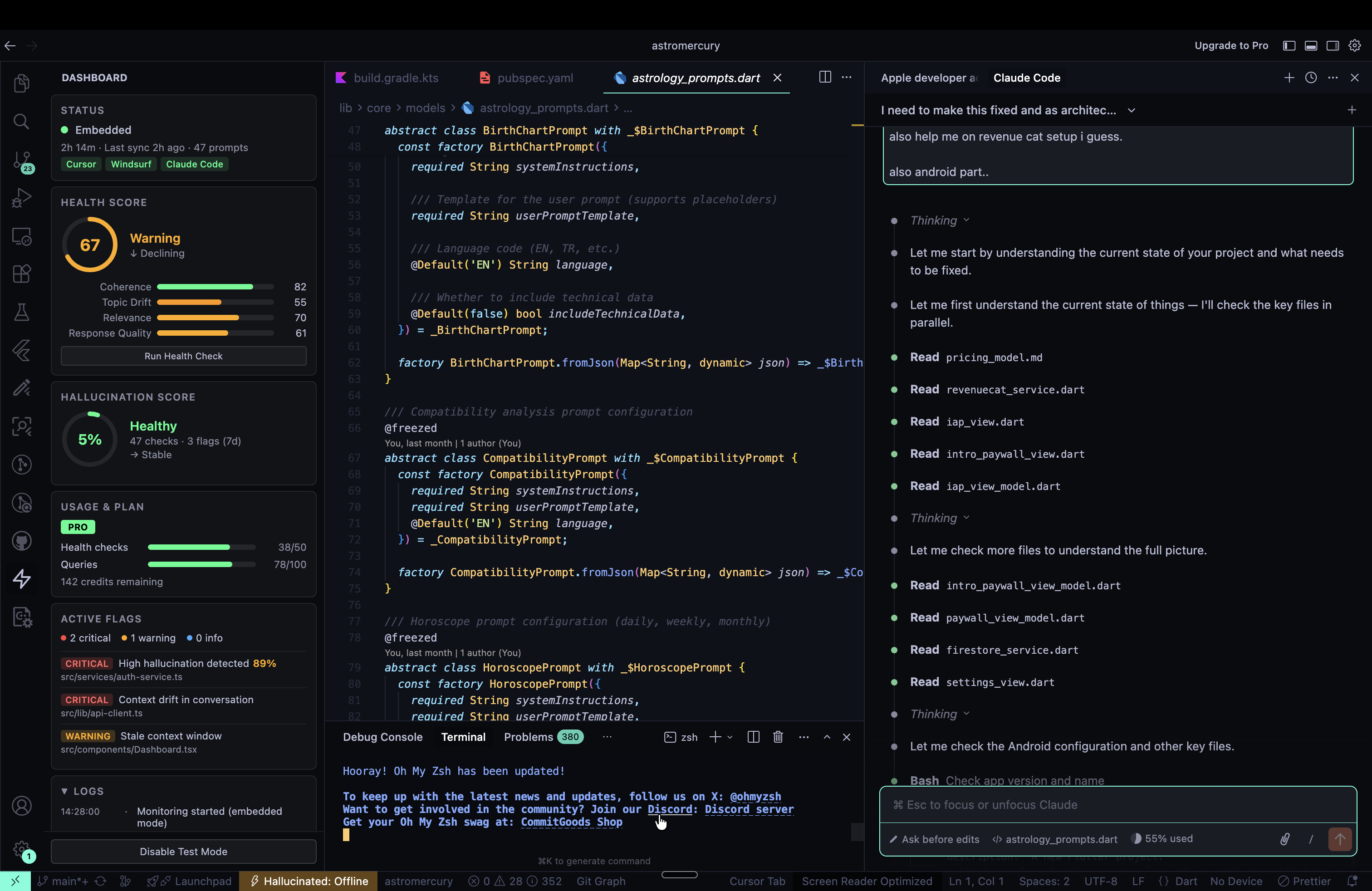 Hallucinated VS Code Extension Dashboard